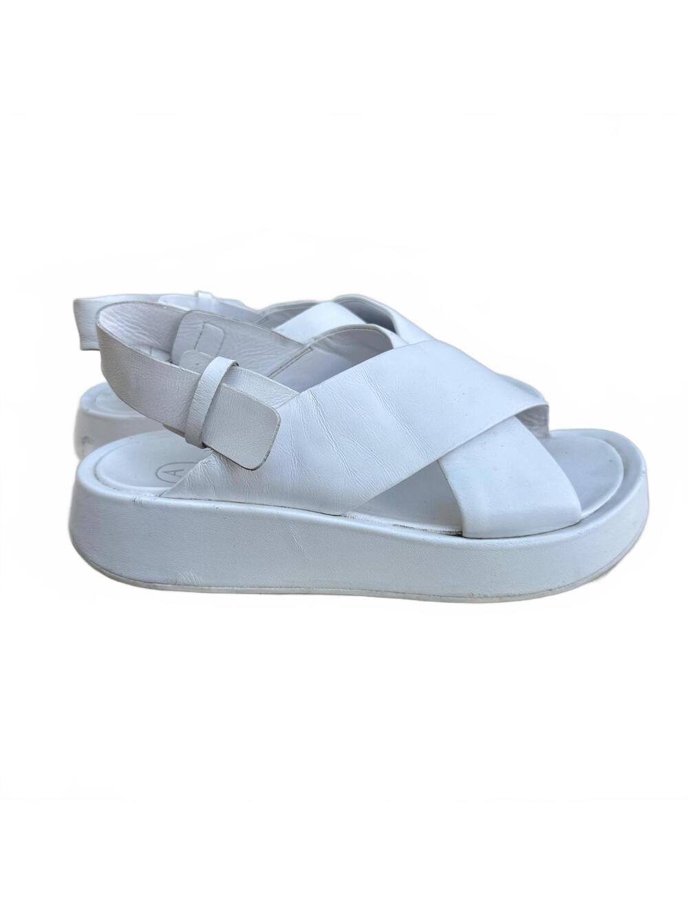 ASH White Leather Platform Cross-Strap Slingback Sandals Size 38 - Picture 9 of 12